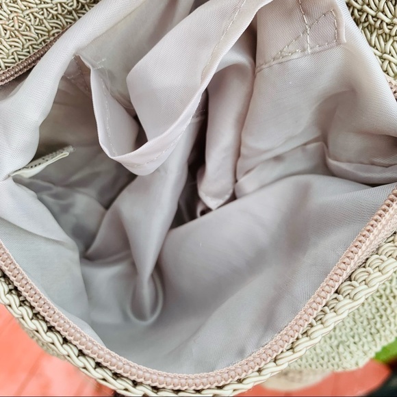 Y2K Knit Woven Taupe Rose lace cross body bag Neutral - Picture 5 of 9